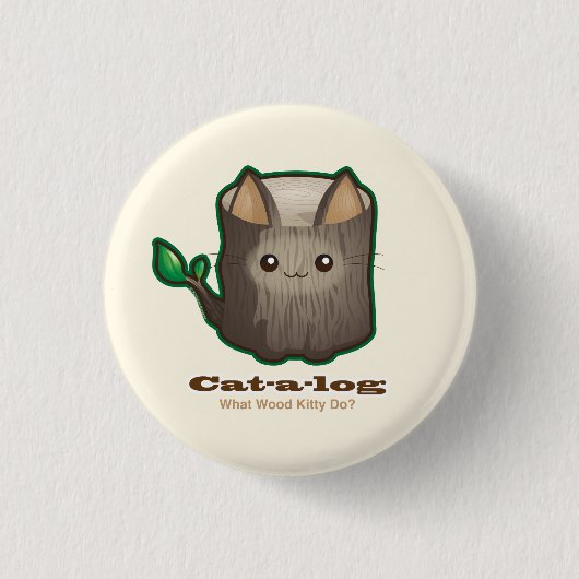 Cat Cat Log Cute Cute Ronde Button 3,2 Cm (Voorkant)