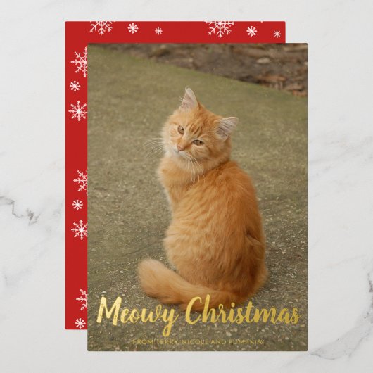 Cat. Cat. Meowy kerstGold Folie Feestdagenkaart (Voorkant / Achterkant)