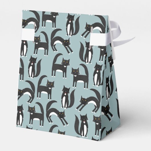 Cat Cat Patroon Cute Black en White Tuxedo Bedankdoosjes (Achterkant)