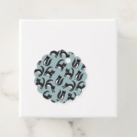 Cat Cat Patroon Cute Black en White Tuxedo Bedankjes Labels (In situ)