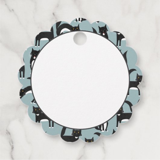 Cat Cat Patroon Cute Black en White Tuxedo Bedankjes Labels (Achterkant)