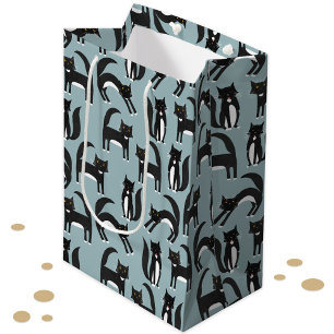 Cat Cat Patroon Cute Black en White Tuxedo Medium Cadeauzakje