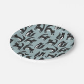 Cat Cat Patroon Cute Black en White Tuxedo Papieren Bordje (Gekanteld)