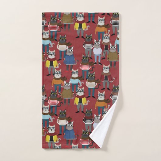 Cat Cat Pattern Bad Handdoek (Handdoek)