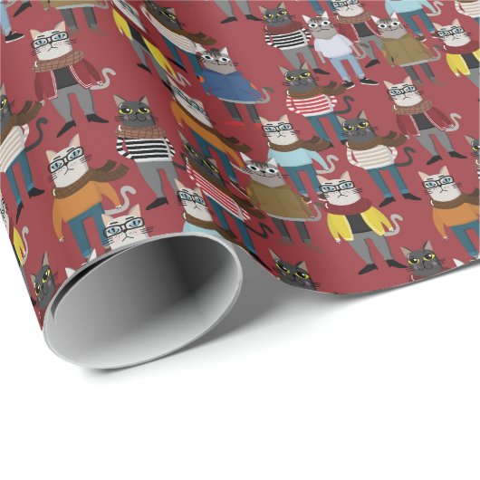 Cat Cat Pattern Cadeaupapier (Rol Hoek)