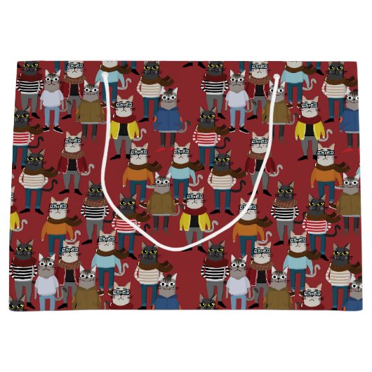 Cat Cat Pattern Groot Cadeauzakje (Voorkant)