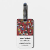 Cat Cat Pattern | Jouw namen toevoegen Bagagelabel (Achterkant verticaal)