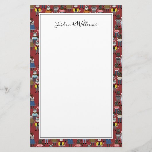 Cat Cat Pattern | Jouw namen toevoegen Briefpapier (Voorkant)