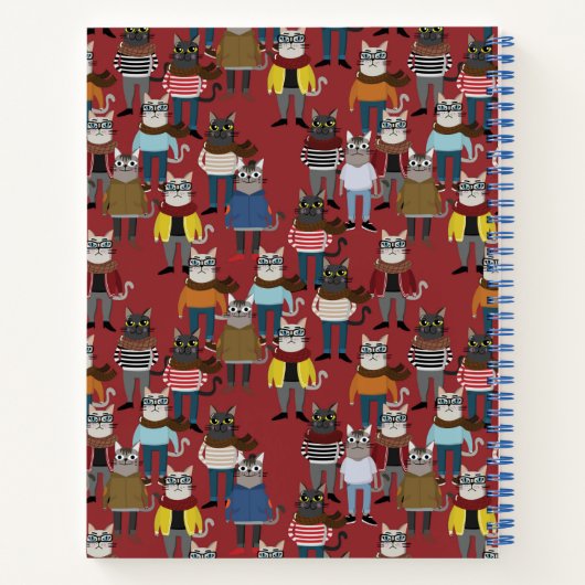 Cat Cat Pattern | Jouw namen toevoegen Notitieboek (Achterkant)