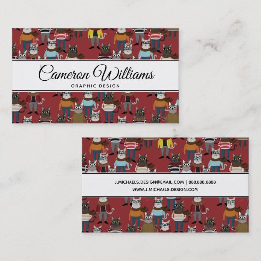 Cat Cat Pattern | Jouw namen toevoegen Visitekaartje (Voorkant / Achterkant)