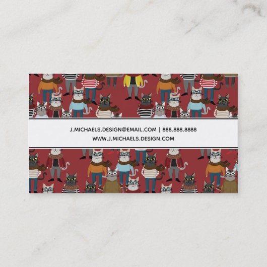 Cat Cat Pattern | Jouw namen toevoegen Visitekaartje (Achterkant)