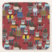 Cat Cat Pattern Kartonnen Onderzetters (Voorkant)