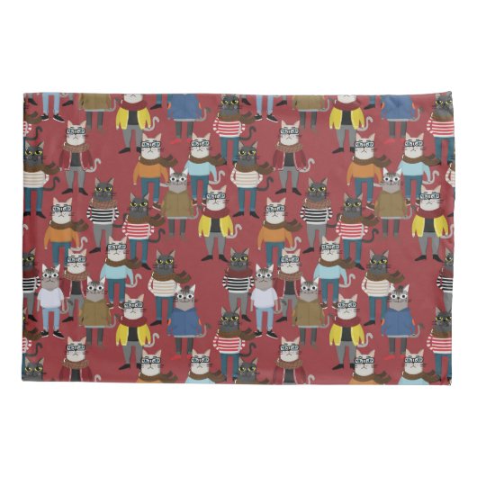 Cat Cat Pattern Kussensloop (Achterkant-Links)