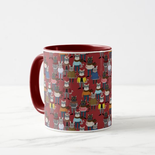 Cat Cat Pattern Mok (Voorkant links)