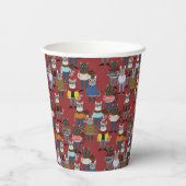 Cat Cat Pattern Papieren Bekers (Achterkant)