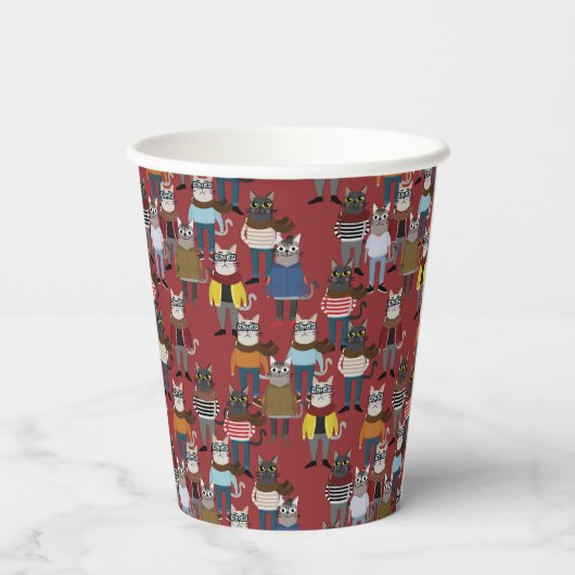 Cat Cat Pattern Papieren Bekers (Achterkant)