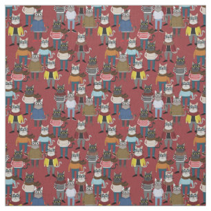 Cat Cat Pattern Stof