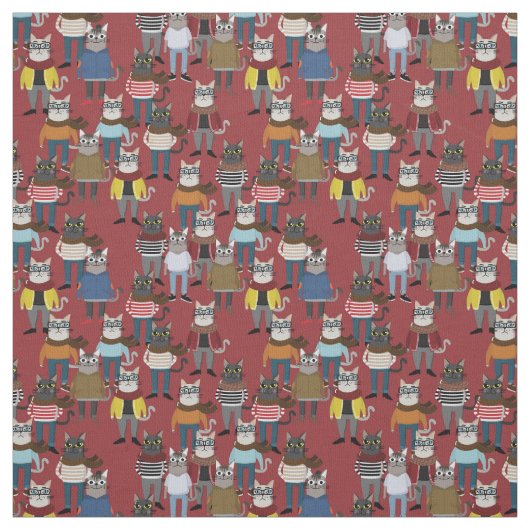 Cat Cat Pattern Stof (Swatch)