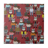 Cat Cat Pattern Tegeltje (Voorkant)