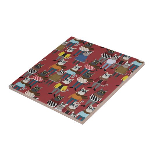 Cat Cat Pattern Tegeltje (Zijkant)