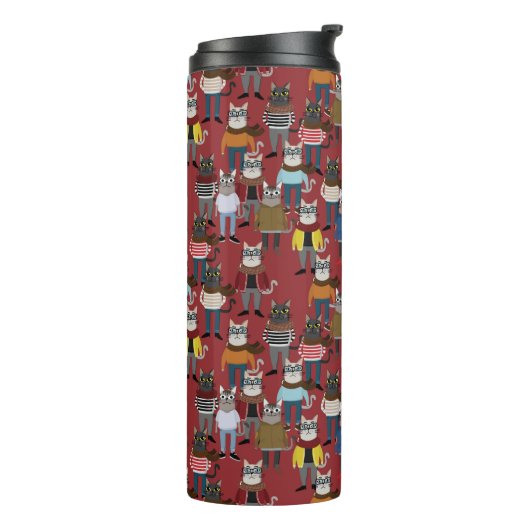 Cat Cat Pattern Thermosbeker (Gedraaid links)