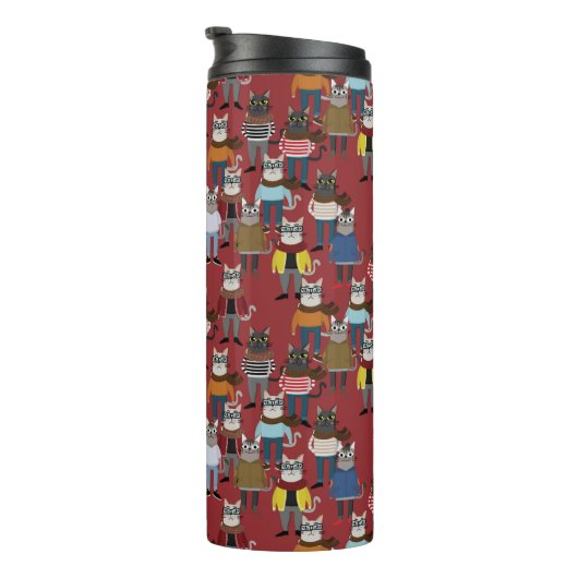 Cat Cat Pattern Thermosbeker (Geroteerd rechts)