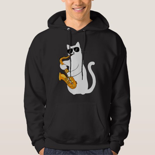 Cat  Cat Saxophone Tee  Cat Sax Hoodie (Voorkant)