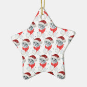 Cat Cat Waterverf Cute kerst Gray Tabby Cat Keramisch Ornament (Links)