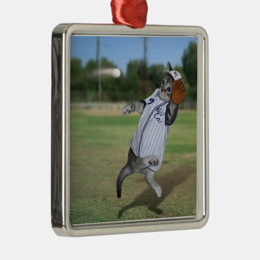 Cat Catcher in het Outfield! Metalen Ornament (Rechts)