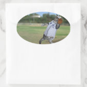 Cat Catcher in het Outfield! Ovale Sticker (Tas)