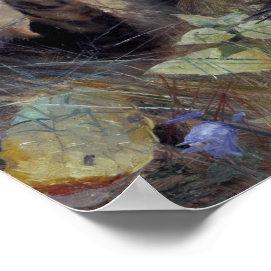 Cat Catching a Bird, Bruno Liljefors Poster (Hoek)