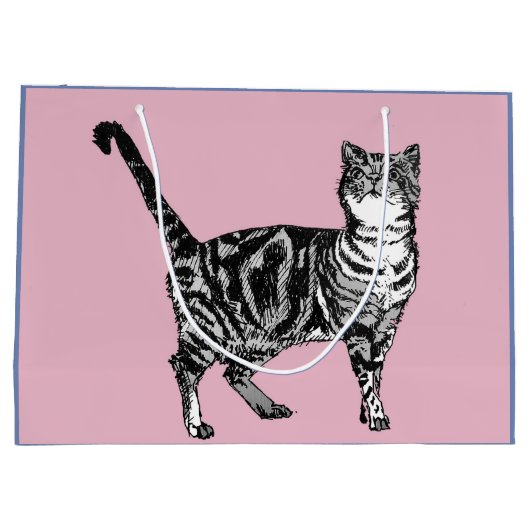 Cat Cats Art Gift Bag Groot Cadeauzakje (Achterkant)