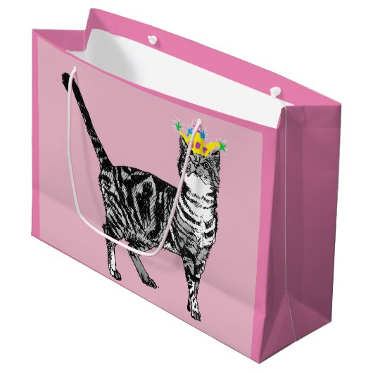 Cat Cats Art Gift Bag Groot Cadeauzakje (Voorkant Gekanteld)