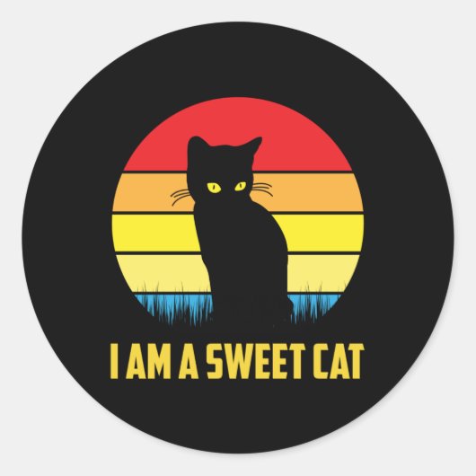 Cat Cats Cat Lover Kitten Retro Gift Idee Ronde Sticker (Voorkant)