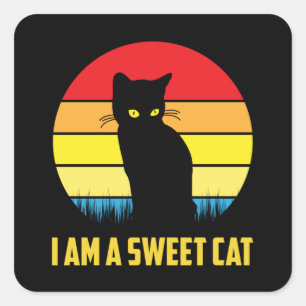 Cat Cats Cat Lover Kitten Retro Gift Idee Vierkante Sticker