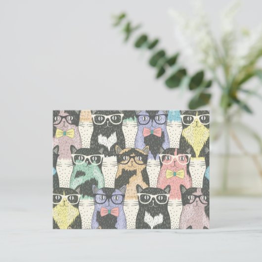 Cat Cats Cats Cute Pattern Briefkaart (Staand voorkant)