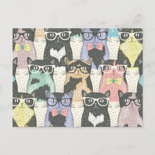 Cat Cats Cats Cute Pattern Briefkaart (Voorkant)
