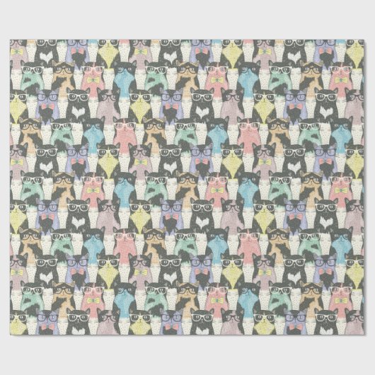 Cat Cats Cats Cute Pattern Cadeaupapier (Vlak)