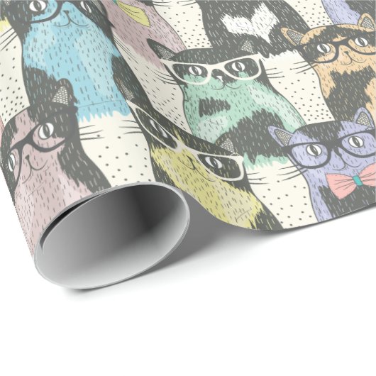 Cat Cats Cats Cute Pattern Cadeaupapier (Rol Hoek)