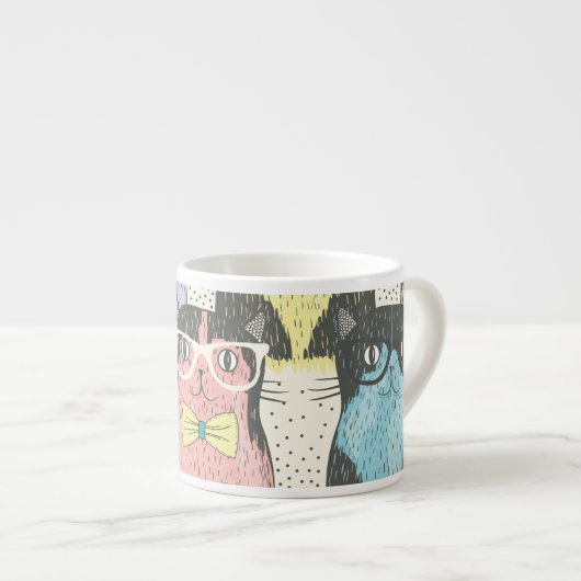 Cat Cats Cats Cute Pattern Espresso Kop (Voorkant rechts)
