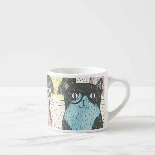 Cat Cats Cats Cute Pattern Espresso Kop (Rechts)