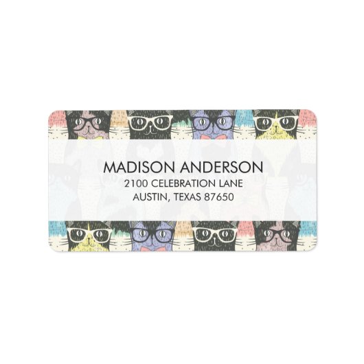 Cat Cats Cats Cute Pattern Etiket (Voorkant)