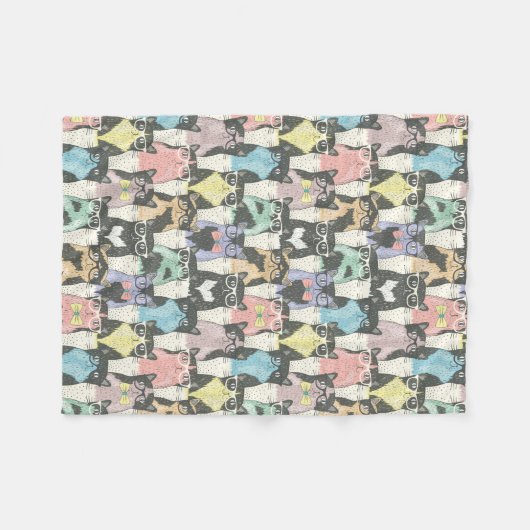 Cat Cats Cats Cute Pattern Fleece Deken (Voorkant (Horizontaal))