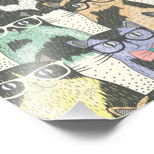 Cat Cats Cats Cute Pattern Foto Afdruk (Hoek)