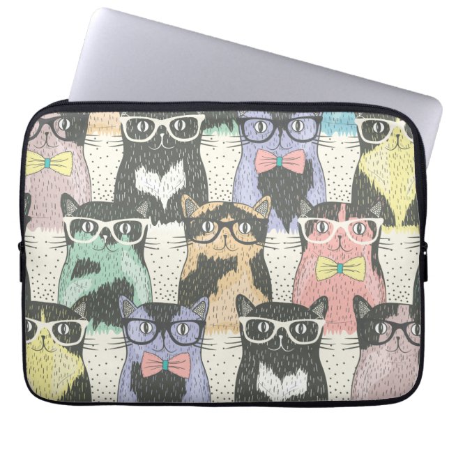Cat Cats Cats Cute Pattern Laptop Sleeve (Voorkant)