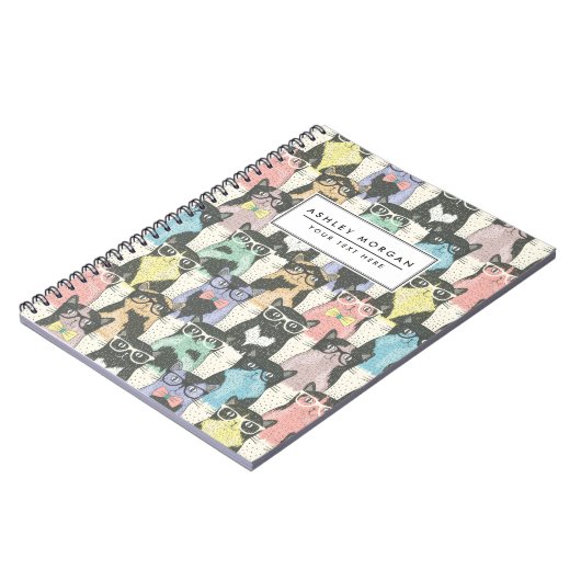 Cat Cats Cats Cute Pattern Notitieboek (Linkerzijde)