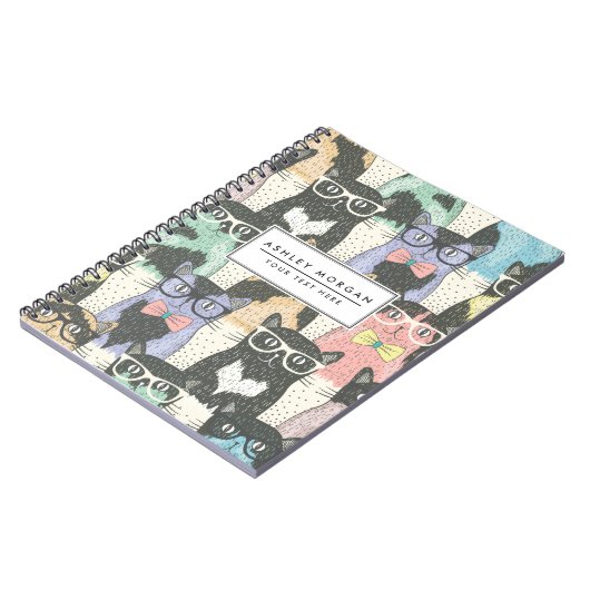 Cat Cats Cats Cute Pattern Notitieboek (Linkerzijde)