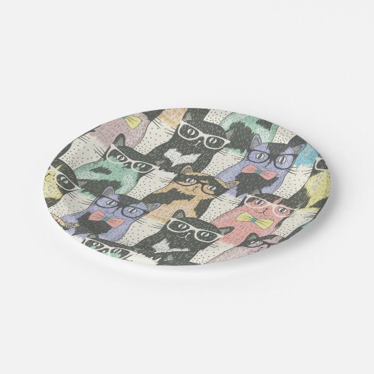 Cat Cats Cats Cute Pattern Papieren Bordje (Gekanteld)