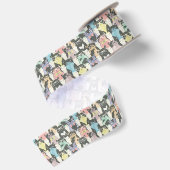 Cat Cats Cats Cute Pattern Satijnen Lint (Achterkant)