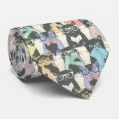 Cat Cats Cats Cute Pattern Stropdas (Opgerold)